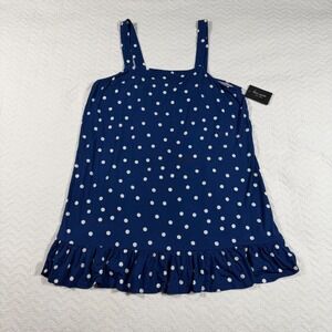 NWT Kate Spade New York Navy White Polka Dot Smocked Ruffle Dress Women XL Modal